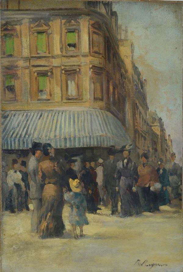 Attr. a Raffaele Ragione - Strada di Parigi con figure