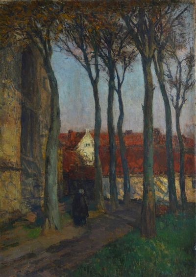 Viale Alberato con Figure