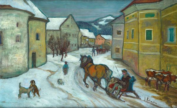 Anonimo, XIX - XX sec. - Paesaggio innevato