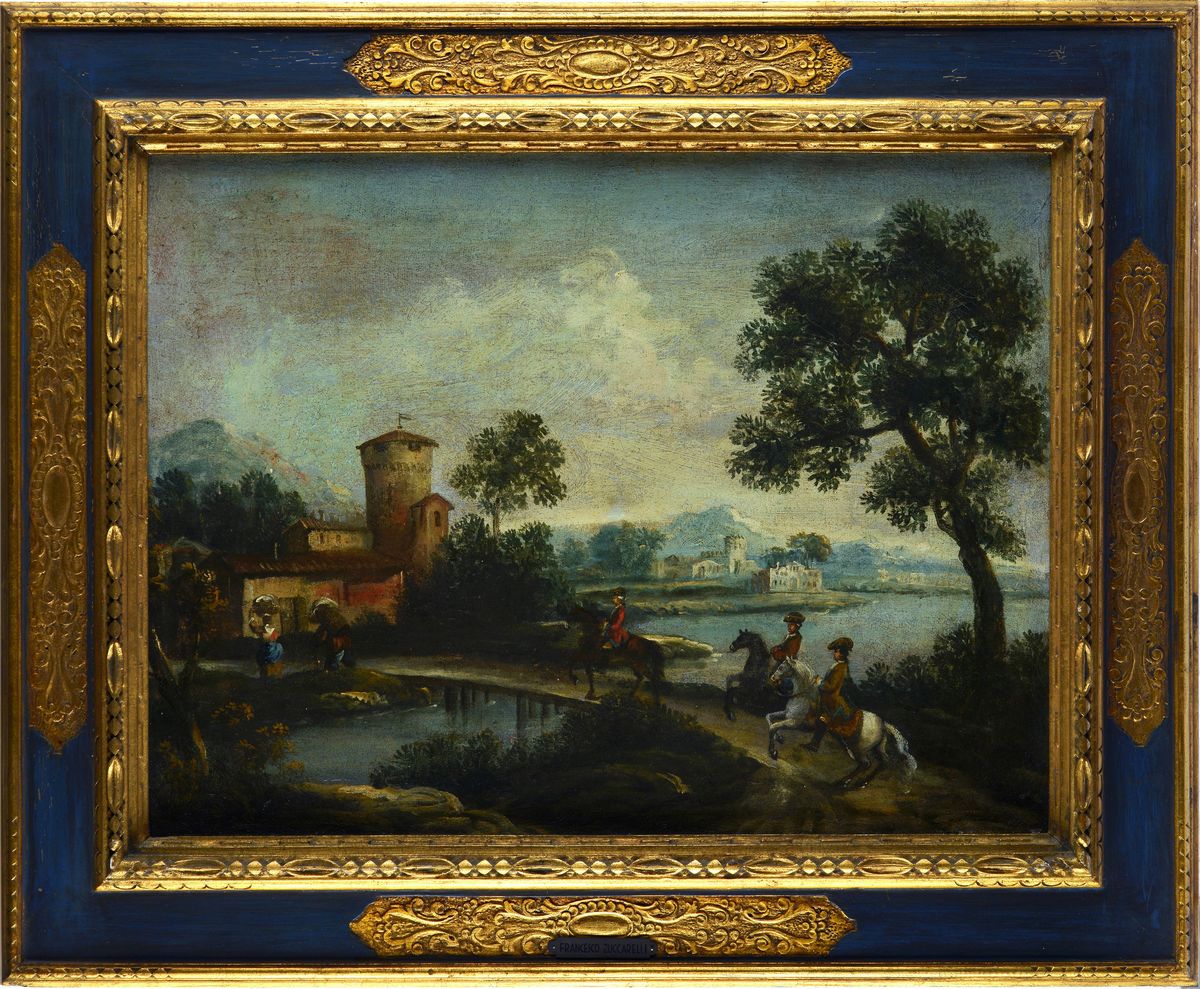Anonimo, XIX Sec. - Paesaggio con Figure a Cavallo