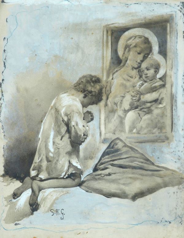 Anonimo, XIX - XX sec. - The evening prayer