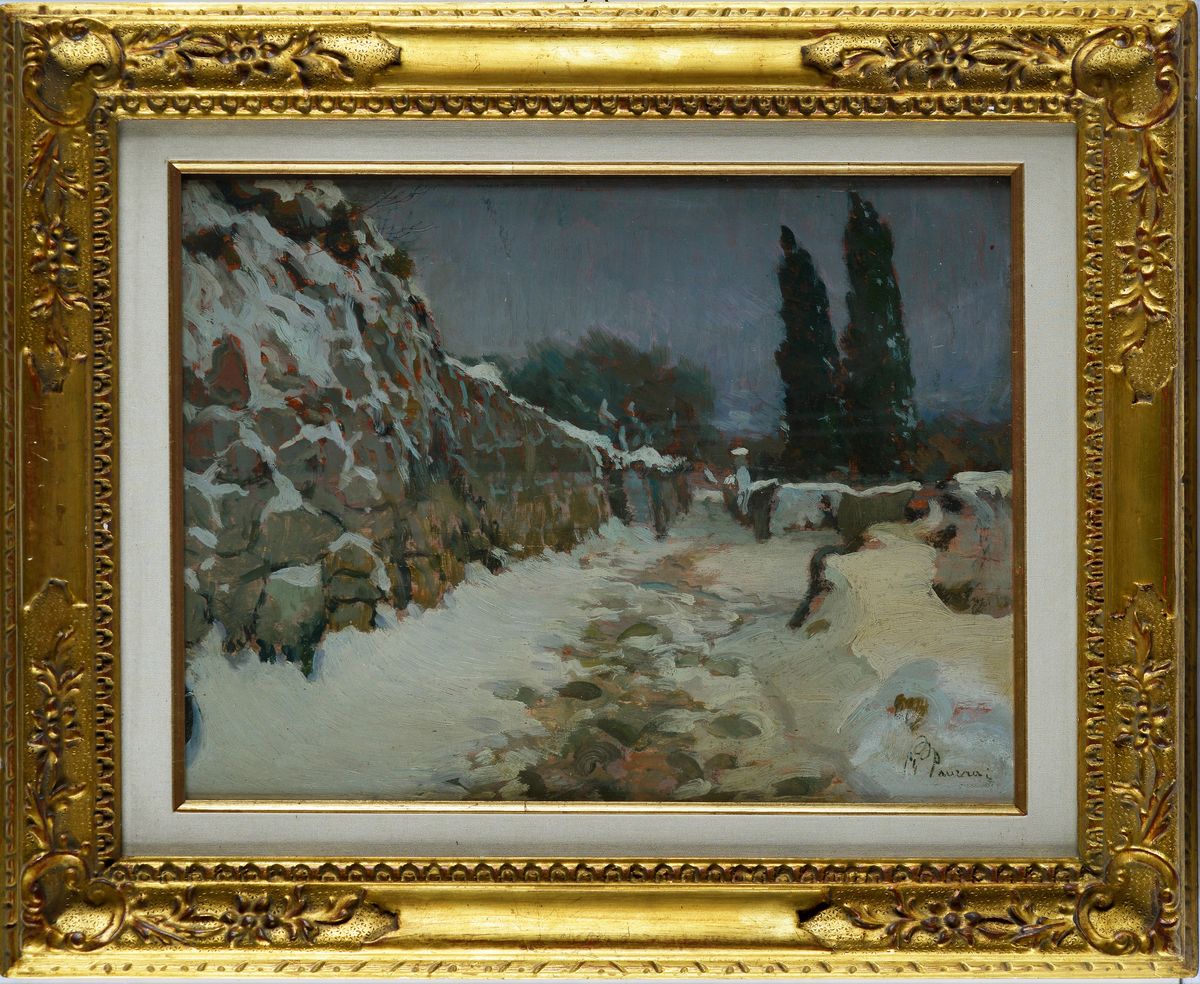 Anonimo, XIX - XX Sec. - Strada Innevata