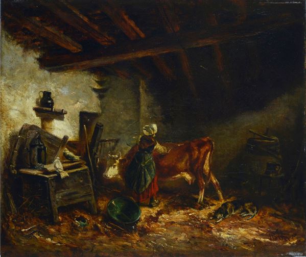 Attr. a Giuseppe Palizzi - Nella stalla