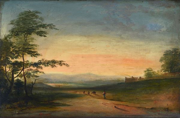 Giuseppe Camino - Paesaggio con pastore e gregge