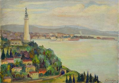Paese Lacustre con Faro