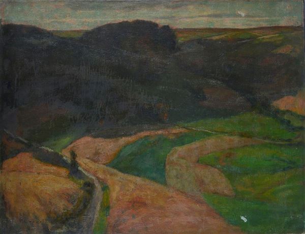 Anonimo, XIX - XX sec. - Paesaggio collinare