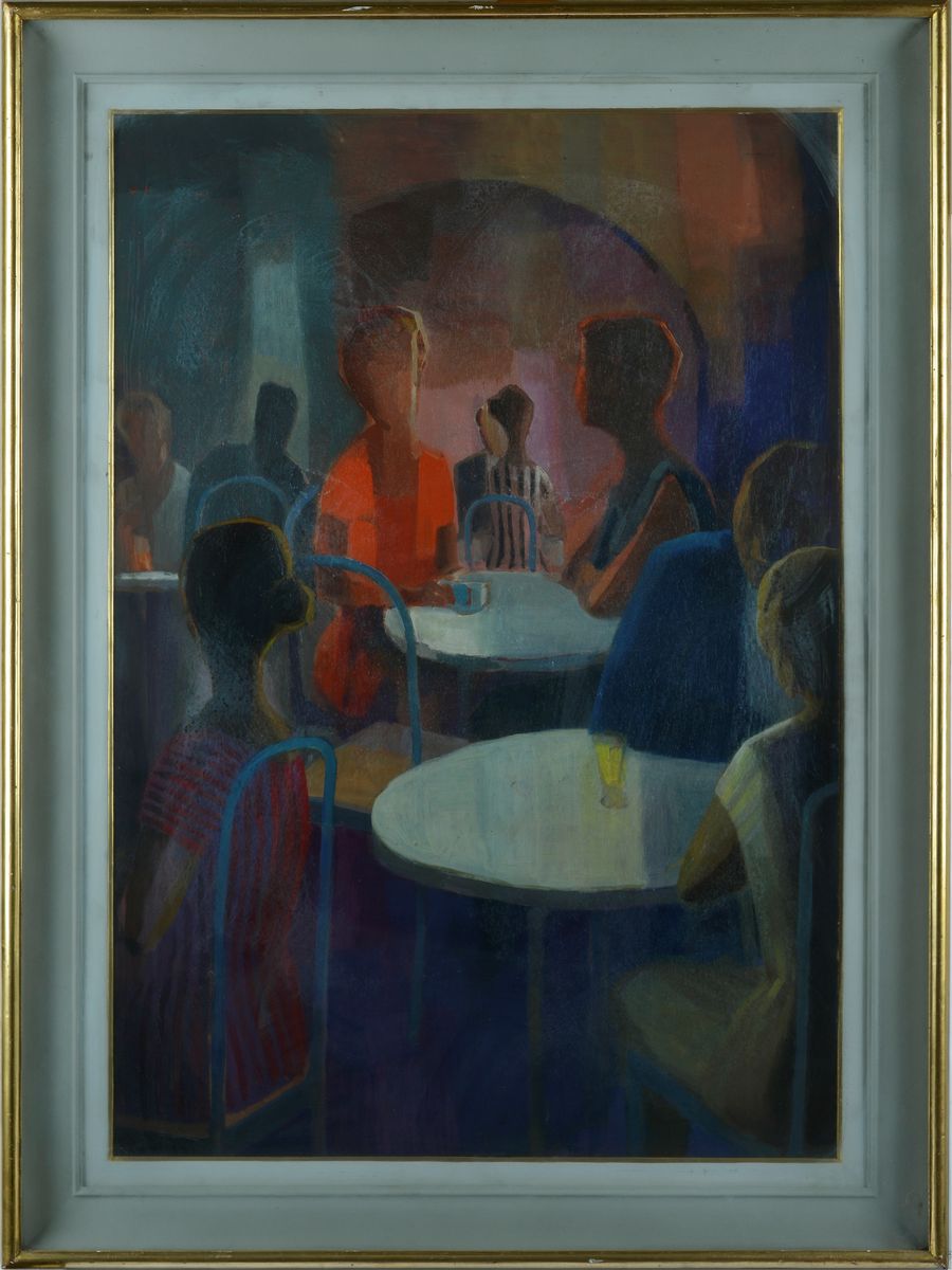 Eliano Fantuzzi - Figure al Caffè (fronte); Volto di Cristo Abbozzo a Pastelli (verso)