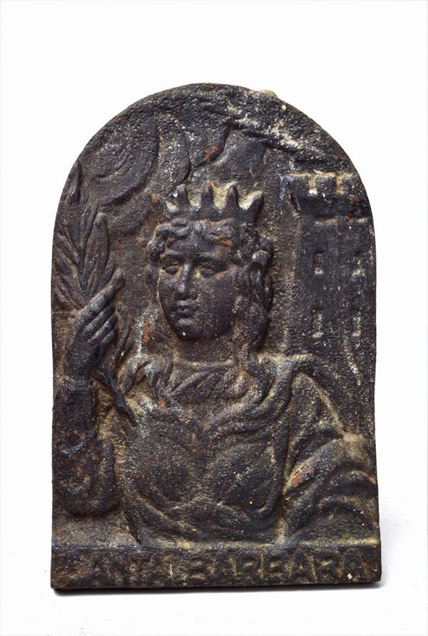 Santa Barbara  - Placca in bronzo con bassorilievo - Auction Da un Collezionista Lombardo - Galleria Pananti Casa d'Aste