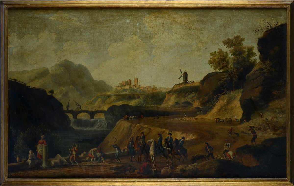 Scuola Europea, XVIII Sec. - Paesaggio con Figure