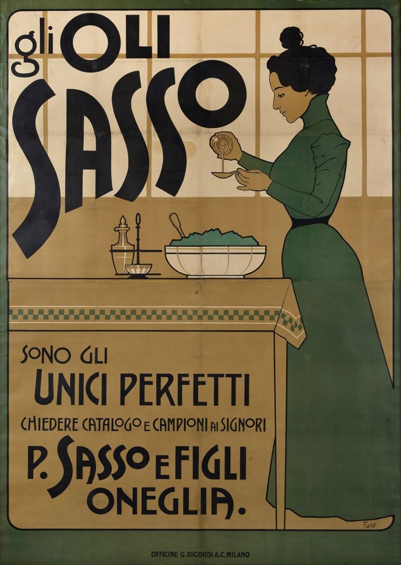 Franz Laskoff - Manifesto Pubblicitario Oli Sasso