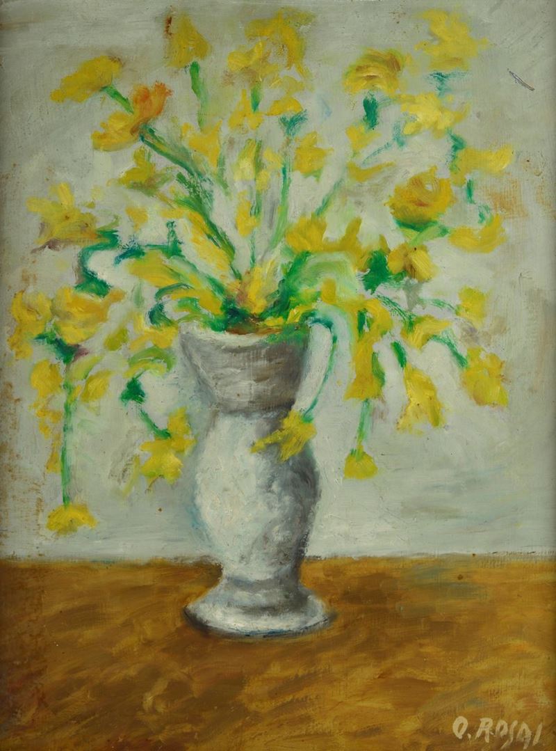 Ottone Rosai - Vaso con Tulipani Gialli e Narcisi