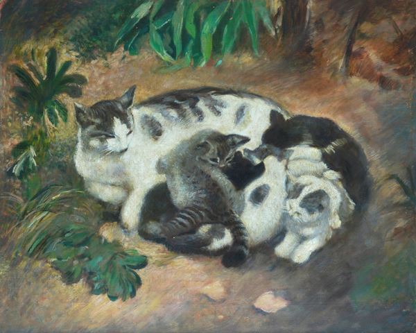 Giuseppe Fraschetti - Gatta e gattini