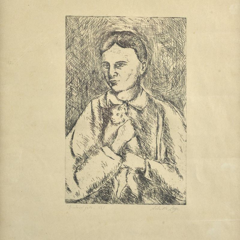 Achille Lega - Uomo con Gatto