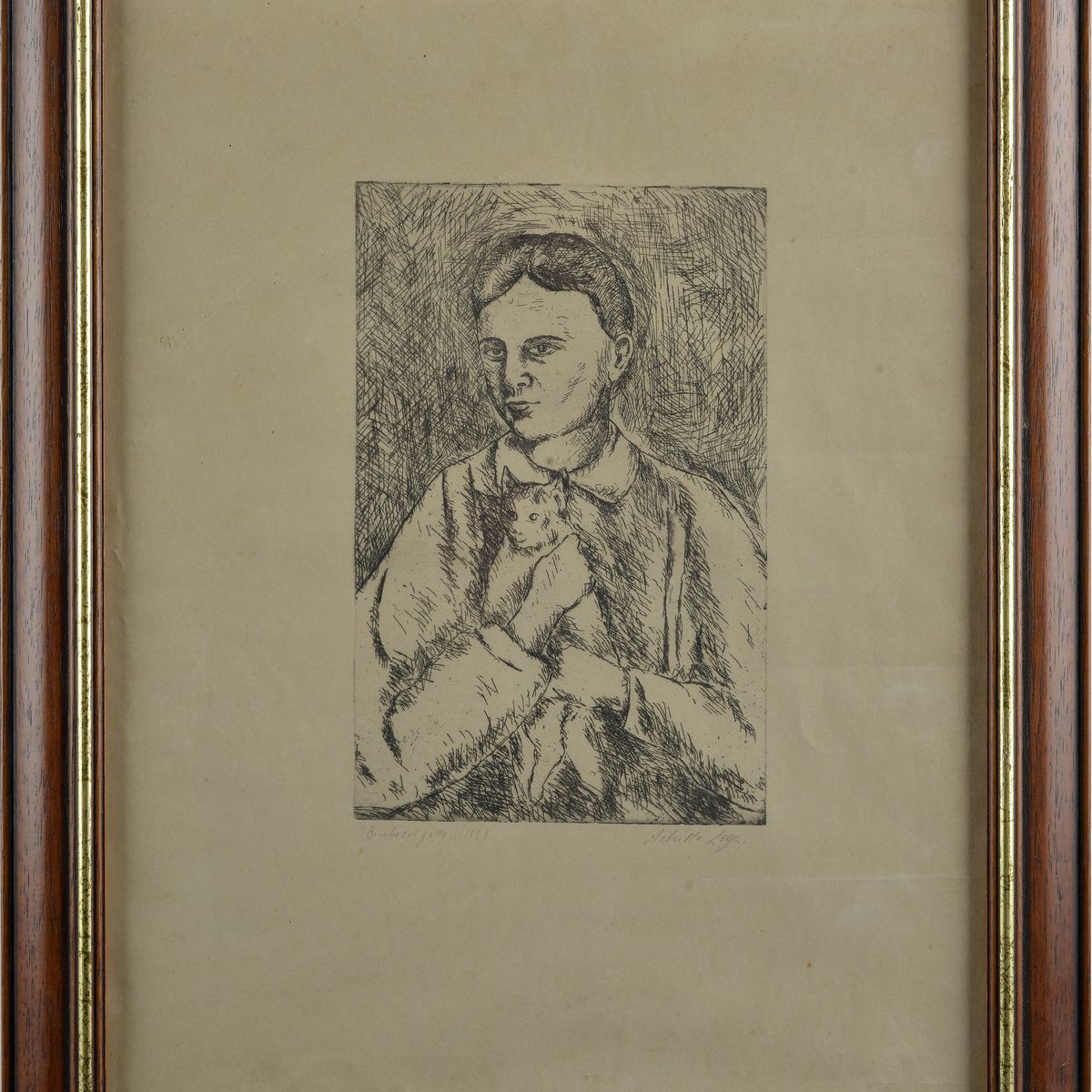 Achille Lega - Uomo con Gatto
