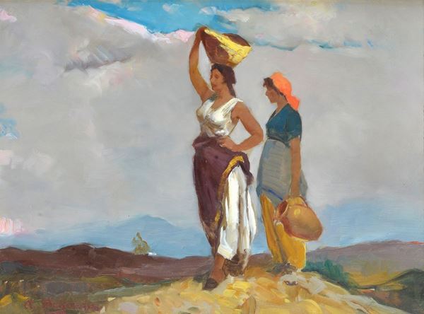 Alfredo Del Sordo - Peasant women with basket and amphora