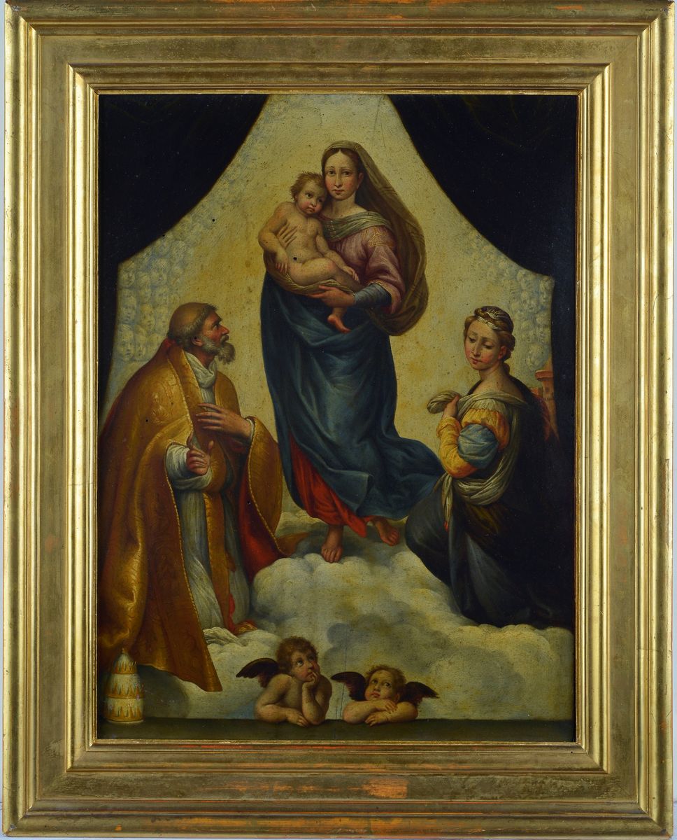 Scuola Italia Centrale, XVI Sec. - Da Raffaello - Madonna Sistina
