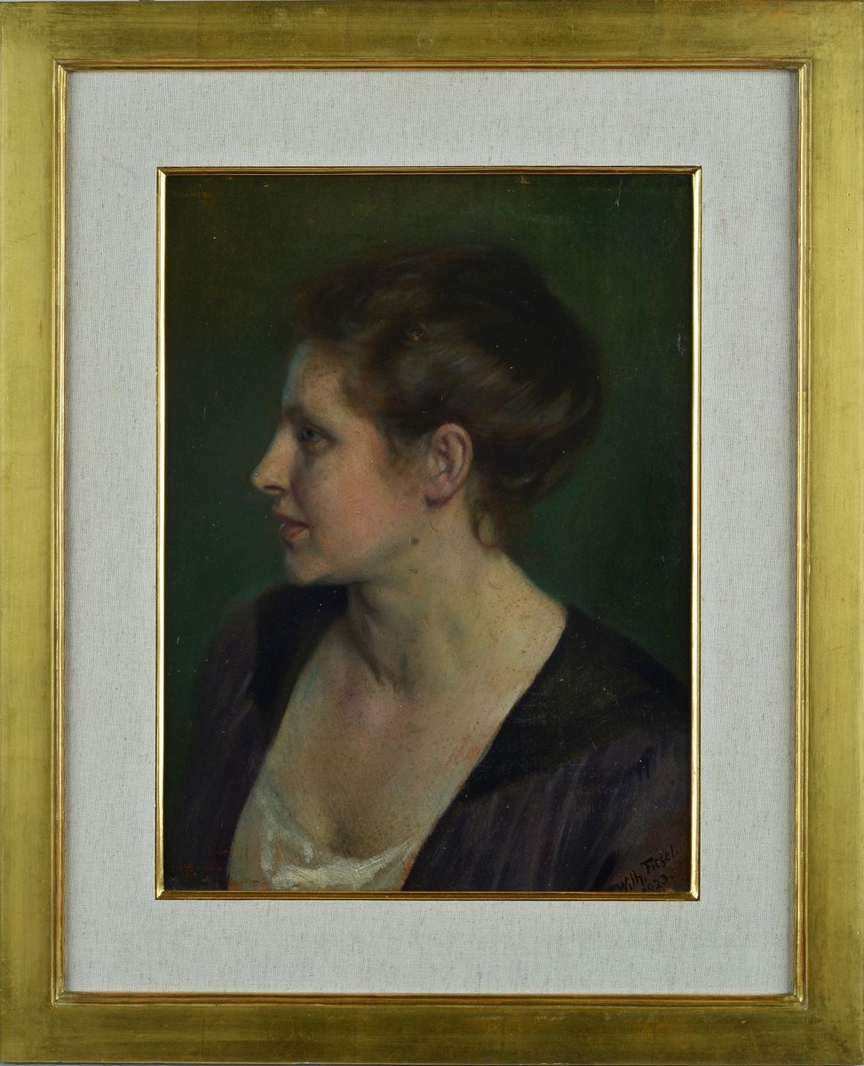 Wilhem Fiesel (XIX - XX Sec.) - Volto di Donna di Profilo