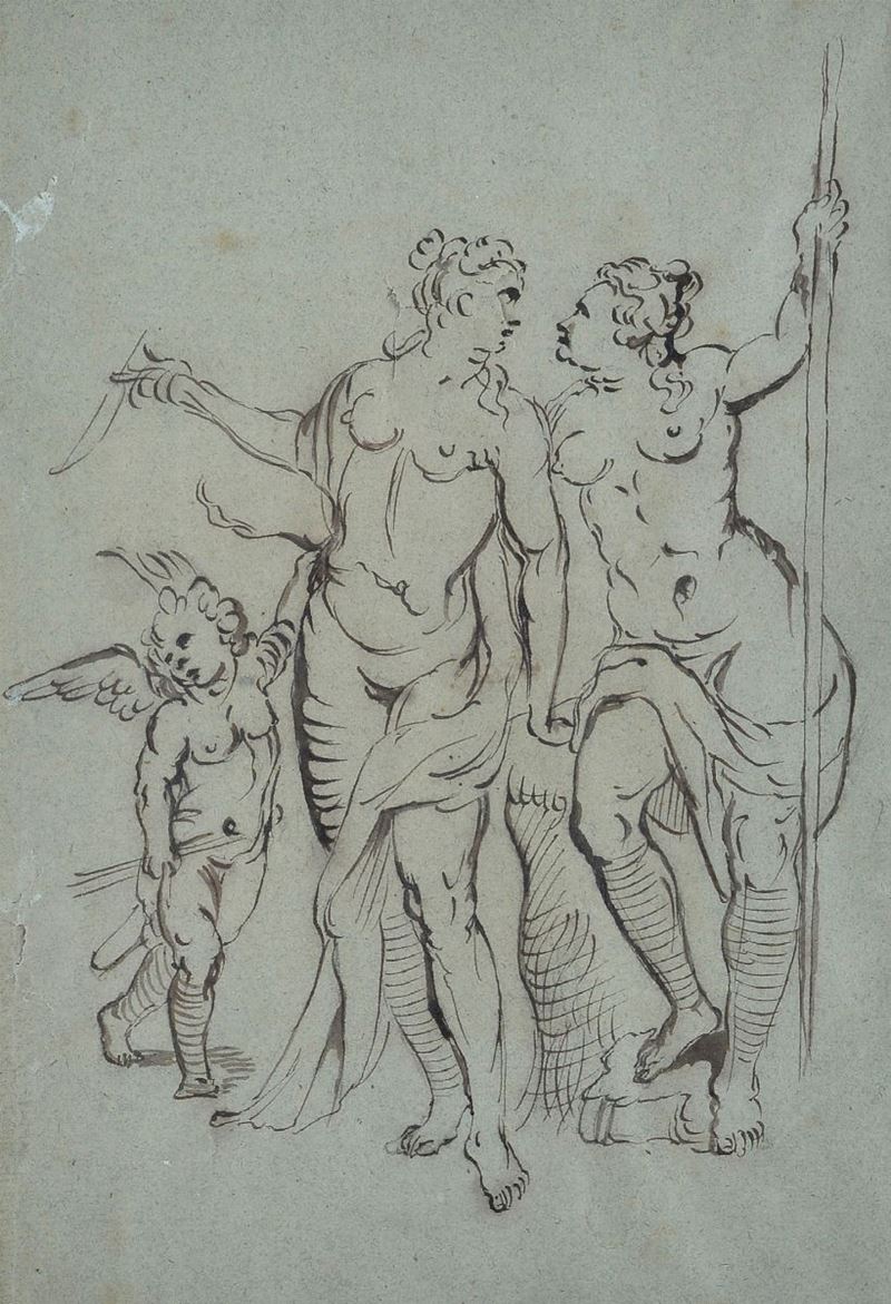 Anonimo, XVIII Sec. - Venere, Amore e Giunone