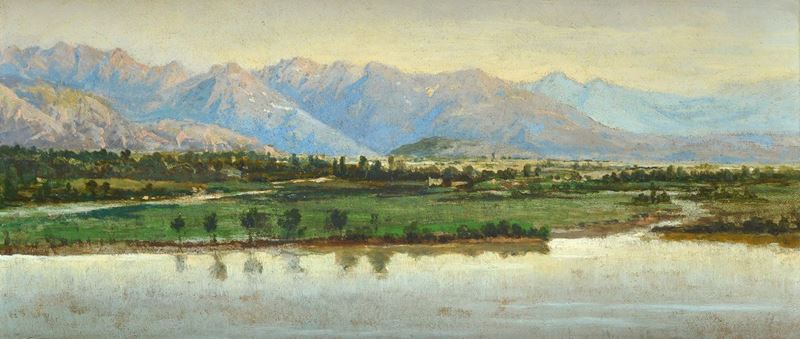 Giovanni (nino) Costa - Paesaggio con Lago e Montagne sullo Sfondo