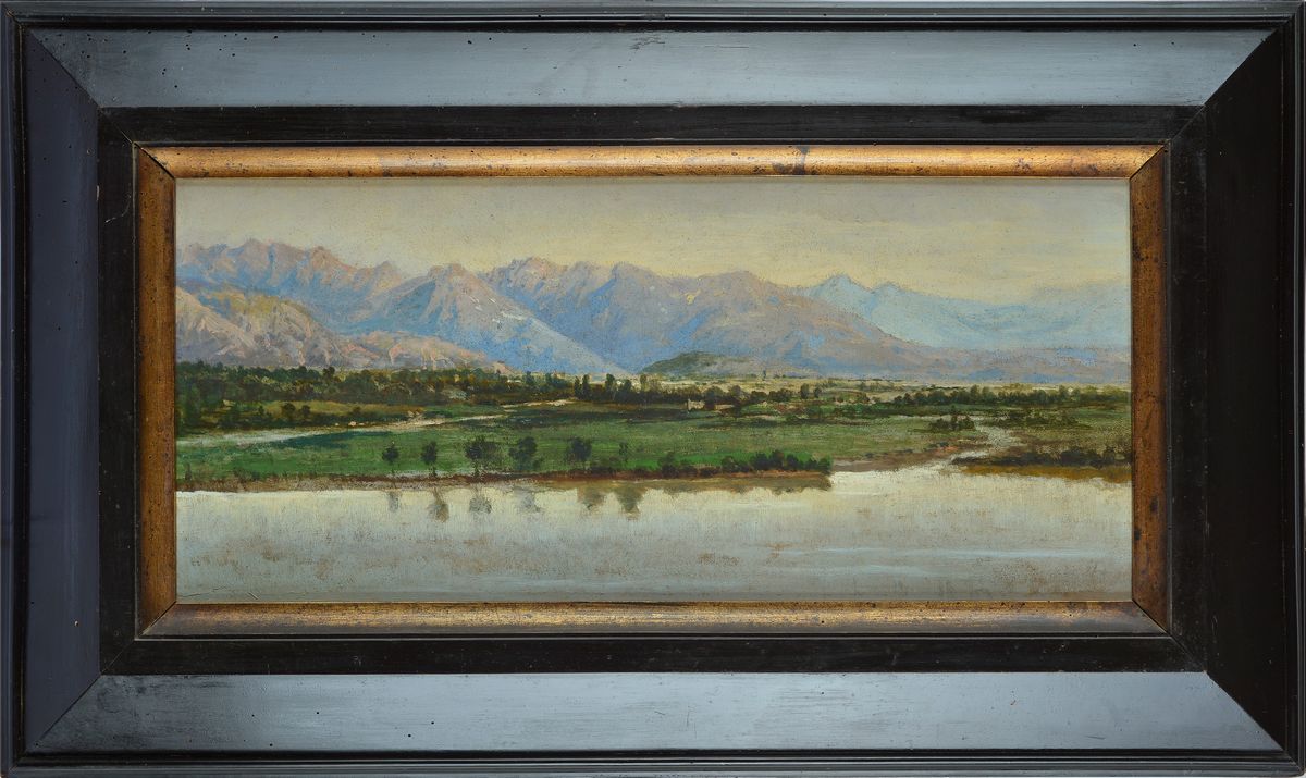 Giovanni (nino) Costa - Paesaggio con Lago e Montagne sullo Sfondo