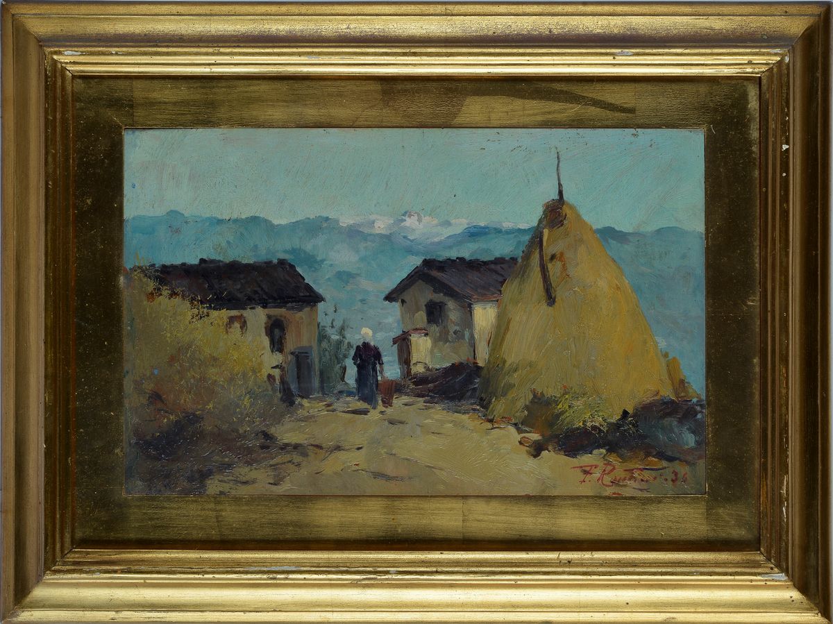 Ferruccio Rontini - Paesaggio con Contadina