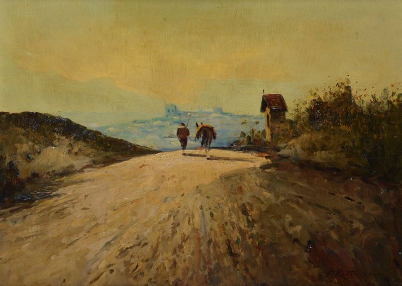 Ferruccio Rontini - Paesaggio con Contadino ed Asino