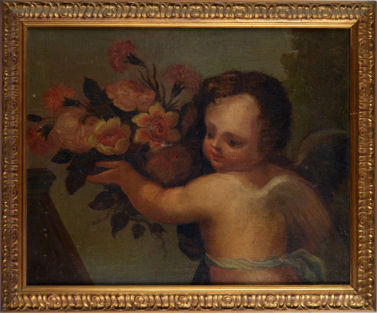 Anonimo, XVIII Sec. - Putto con Fiori