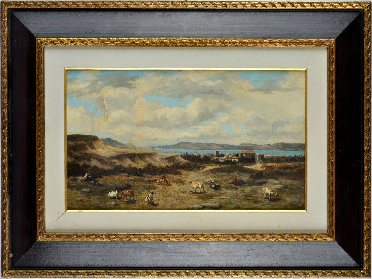 Valerio Laccetti - Paesaggio Lacustre con Pastore e Capre