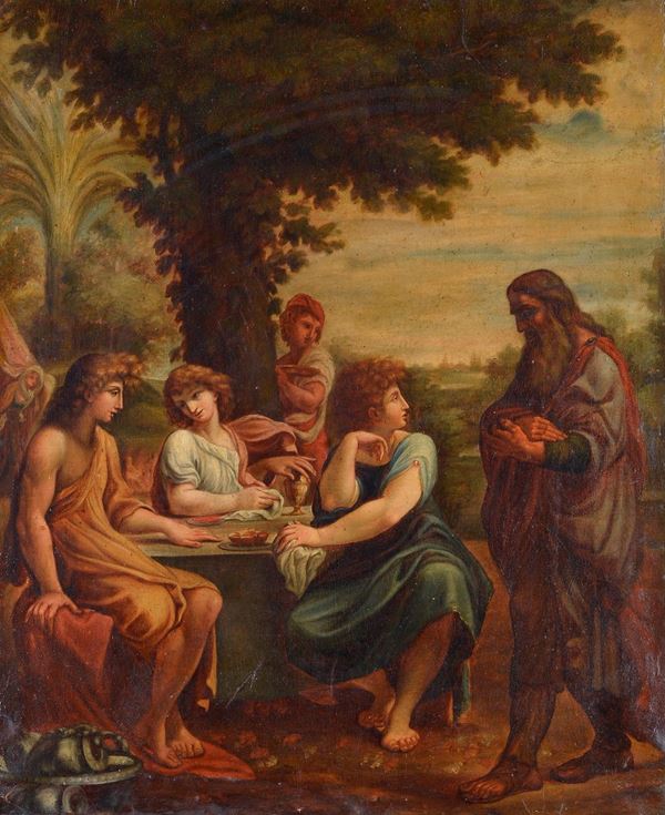 Scuola Emiliana, XVIII sec. - Da Ludovico Carracci, Abramo e i tre angeli