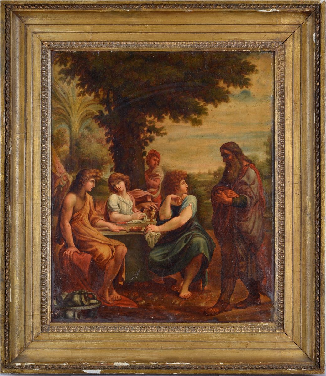 Scuola Emiliana, XVIII Sec. - Da Ludovico Carracci, Abramo e i Tre Angeli