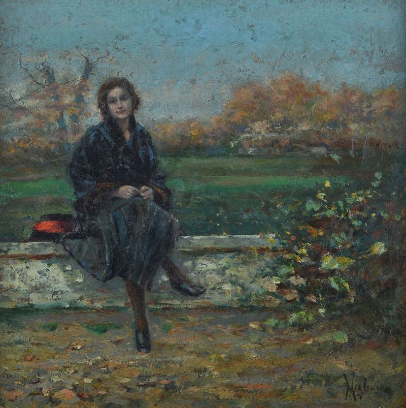 Vincenzo Migliaro - Signora sul Muretto