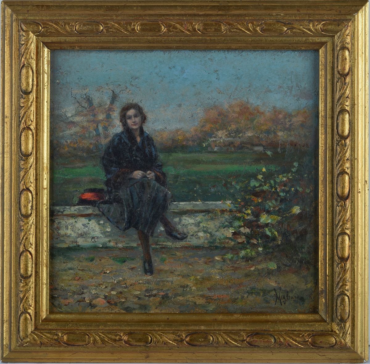 Vincenzo Migliaro - Signora sul Muretto
