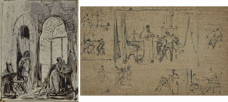 Lotto Composto da Due Disegni a Soggetto Storico