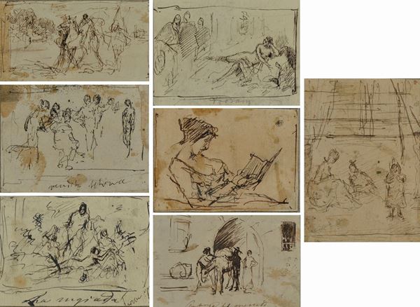 Lotto composto da sette disegni