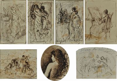 Lotto Composto da Sette Disegni