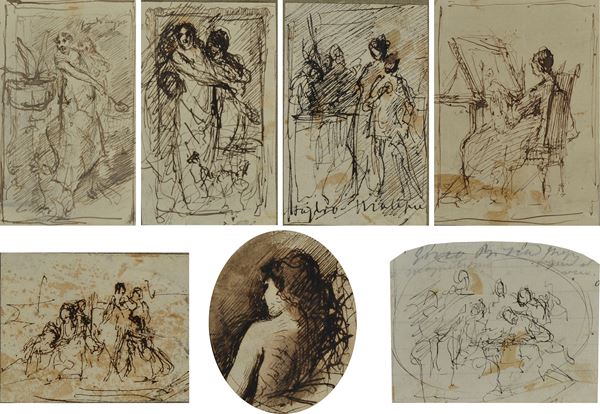 Lot consisting of seven drawings