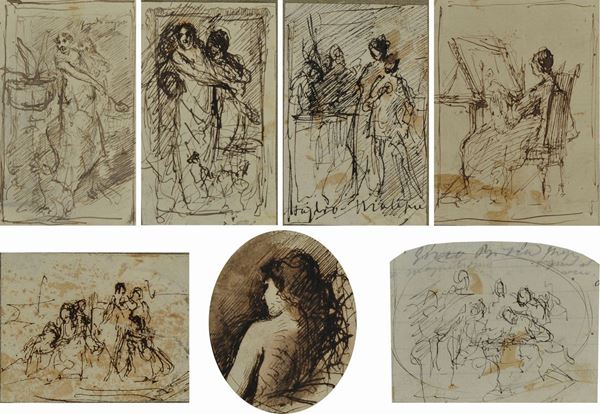 Lotto composto da sette disegni