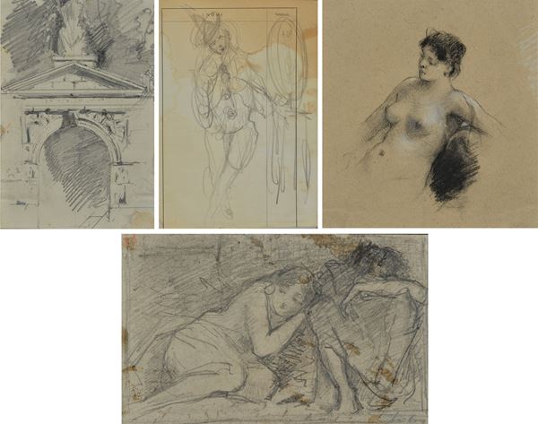 Lot consisting of four drawings