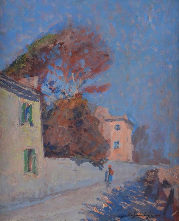 Raffaello Gambogi - Street with houses and figures