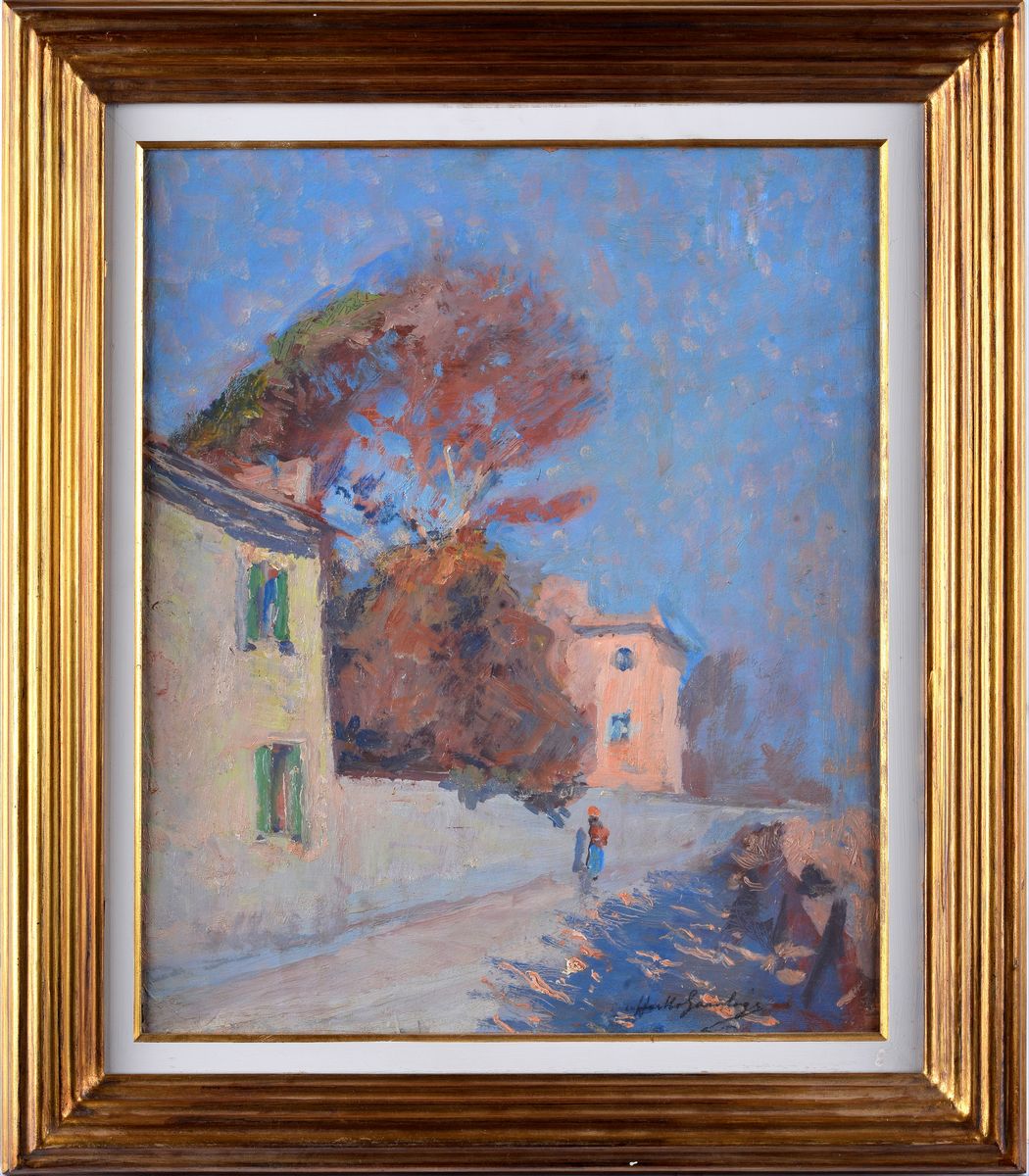 Raffaele Gambogi - Strada con Case e Figure
