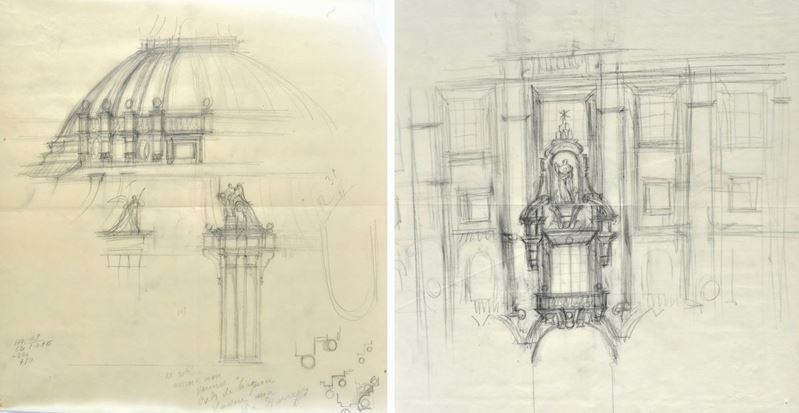 Armando Brasini - Coppia di Disegni