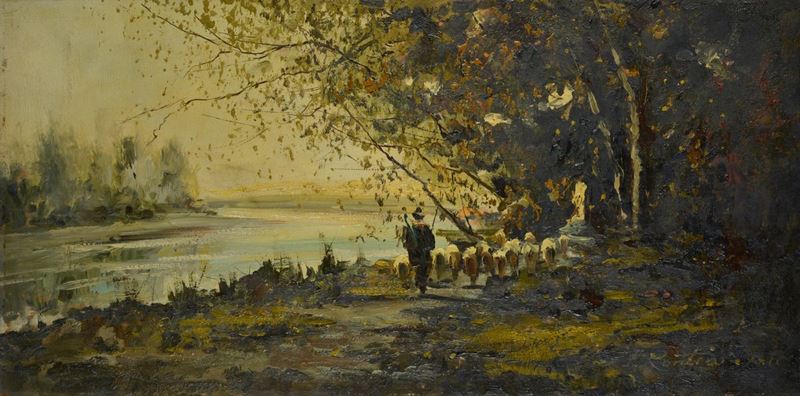 Ferruccio Rontini - Paesaggio con Pastore e Gregge