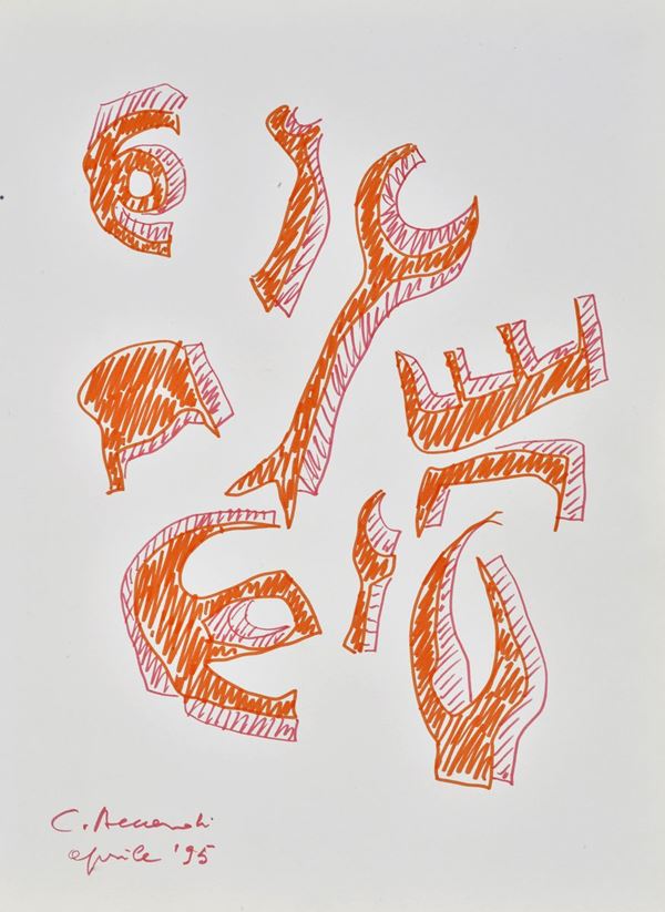 Carla Accardi : Forme  (1995)  - Pennarelli su cartoncino - Auction Modern and Contemporary art - II - Galleria Pananti Casa d'Aste