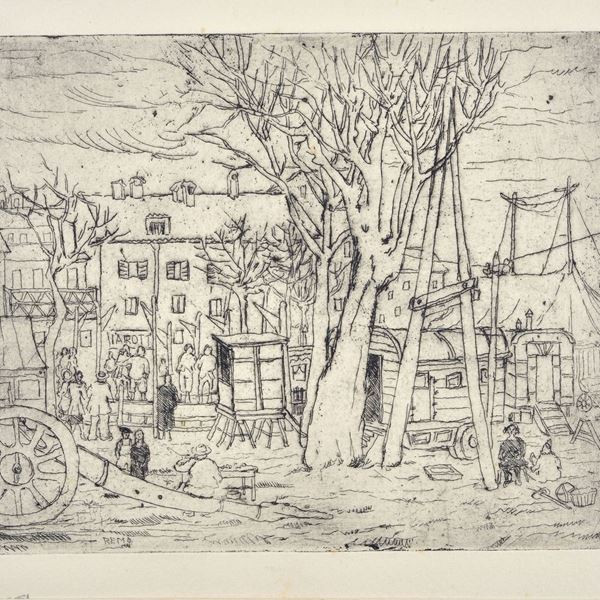 Remo Brindisi : Carro e contadini  - Acquaforte - Asta GRAFICA ED EDIZIONI - Galleria Pananti Casa d'Aste