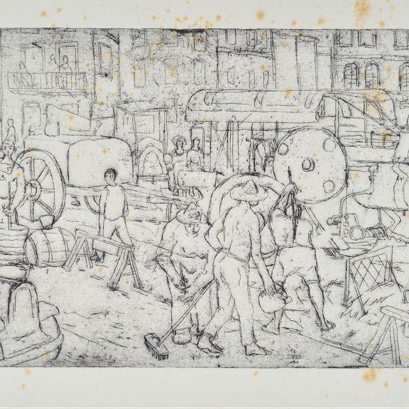 Remo Brindisi : Lavoratori sulla strada  (1941)  - Acquaforte - Asta GRAFICA ED EDIZIONI - Galleria Pananti Casa d'Aste