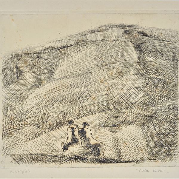 Renato Volpini : The two friends  - Etching - Auction GRAPHICS, AND EDITIONS - Galleria Pananti Casa d'Aste