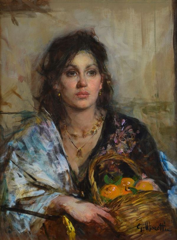 Giacomo Moretti - Portrait of a commoner with a basket of fruit