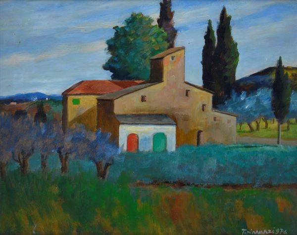 Nino Tirinnanzi - Paesaggio con pieve
