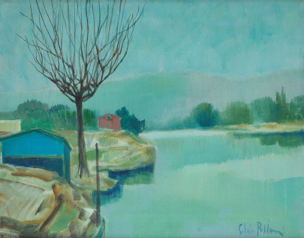 Silvio Polloni - Paesaggio con fiume