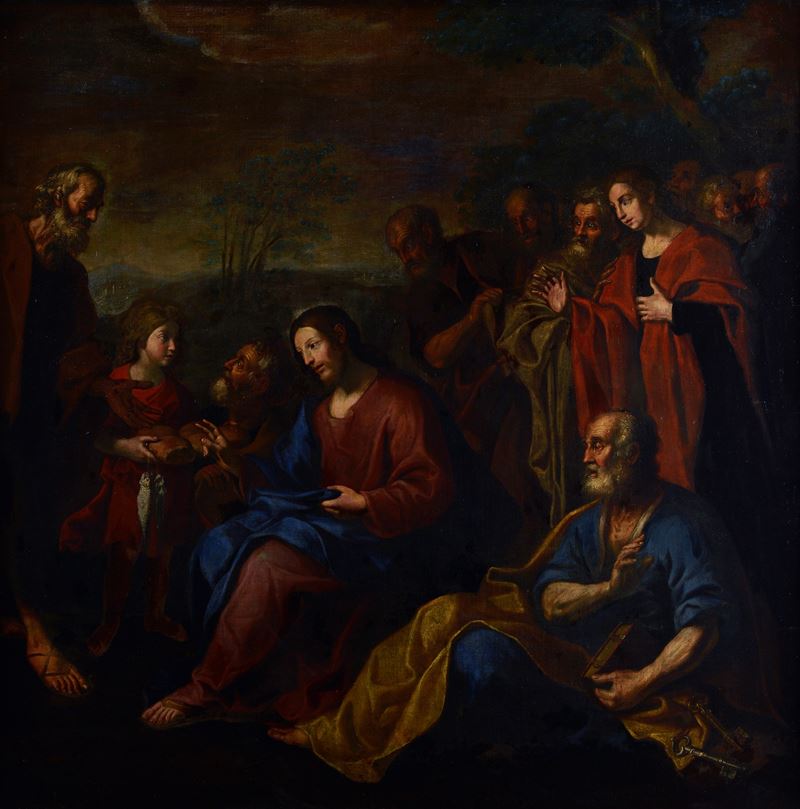 Scuola Genovese, XVII Sec. - La Moltiplicazione dei Pani e dei Pesci